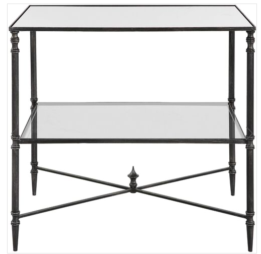 Henzler 26 X 25.75 inch Blackened Steel With Silver Highlights Lamp Table