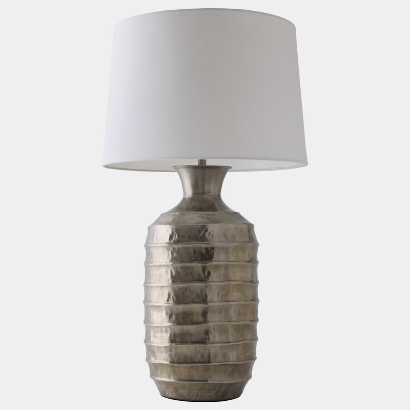 Ribbed Table Lamp-Antique Silver