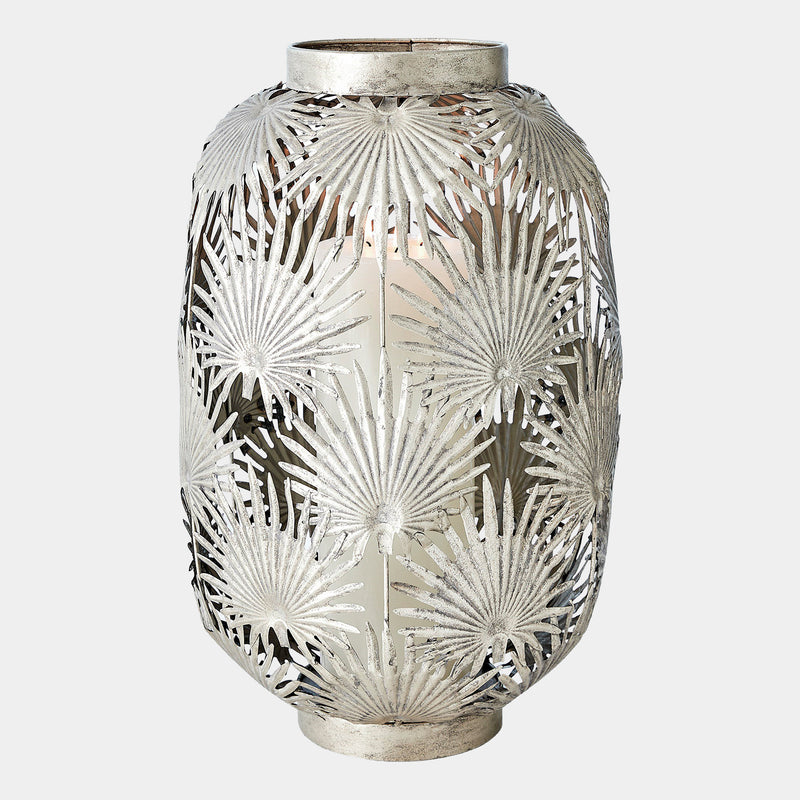 Tropical Palm Leaf Nickel Lantern
