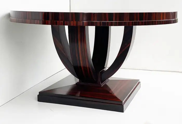Art Deco Macassar Ebony Round Dining Center Table