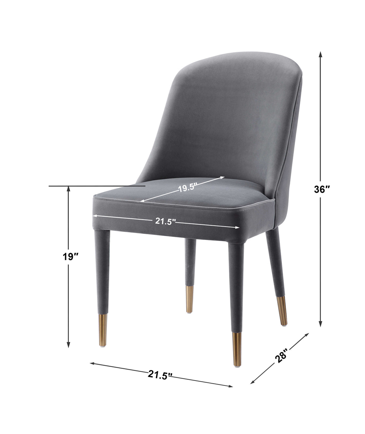 Brie Armless Chair, Gray, 2 Per Box