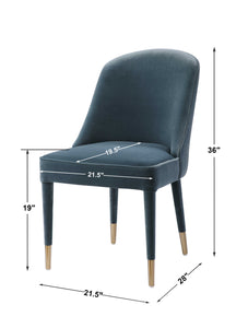 Brie Armless Chair, Blue, 2 Per Box