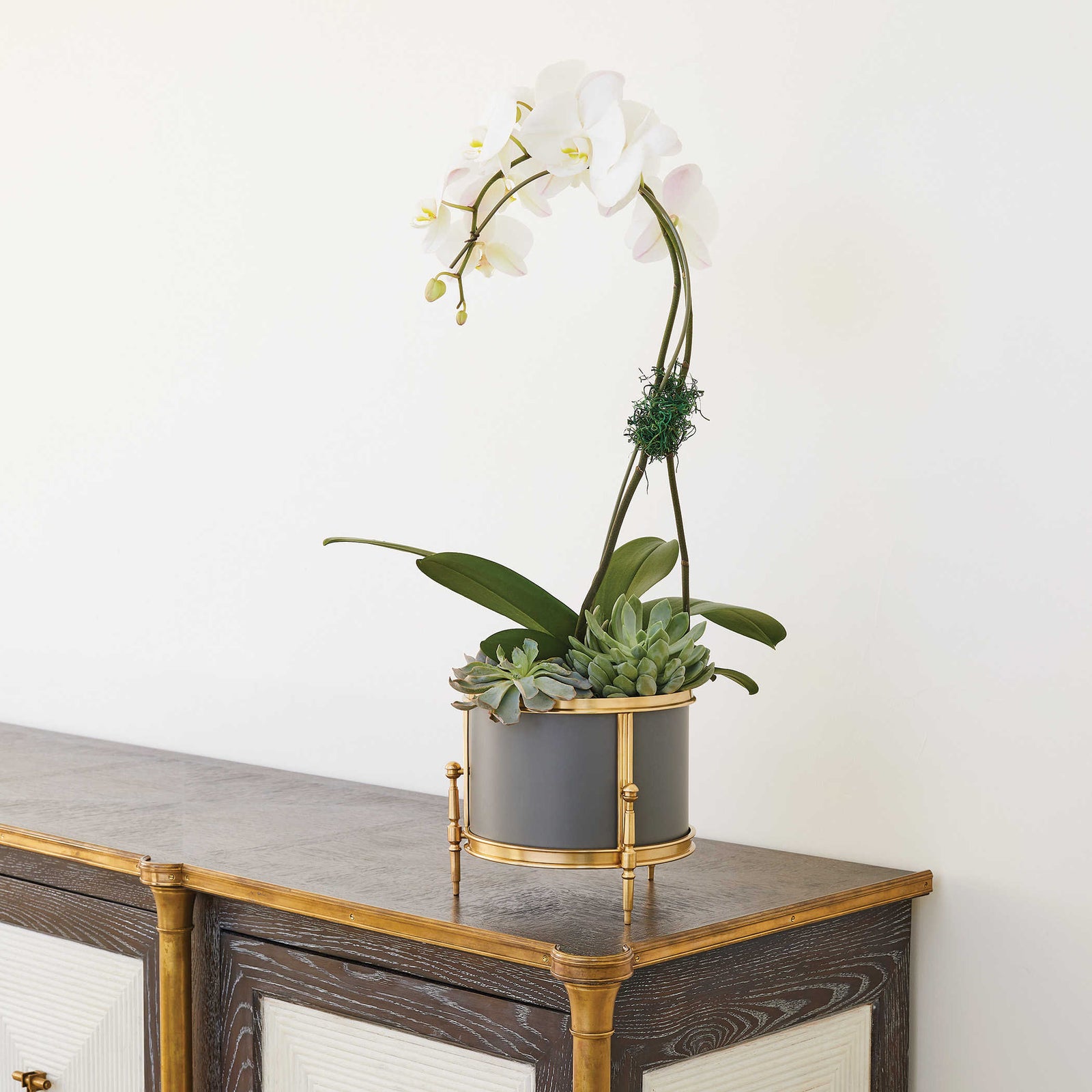 Regent Cachepot - Brass/Gray