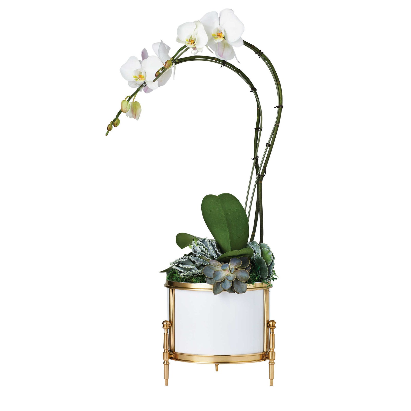 Regent Cachepot - Brass/White