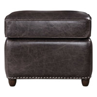 Roosevelt Leather Revtangle Ottoman, Smoke