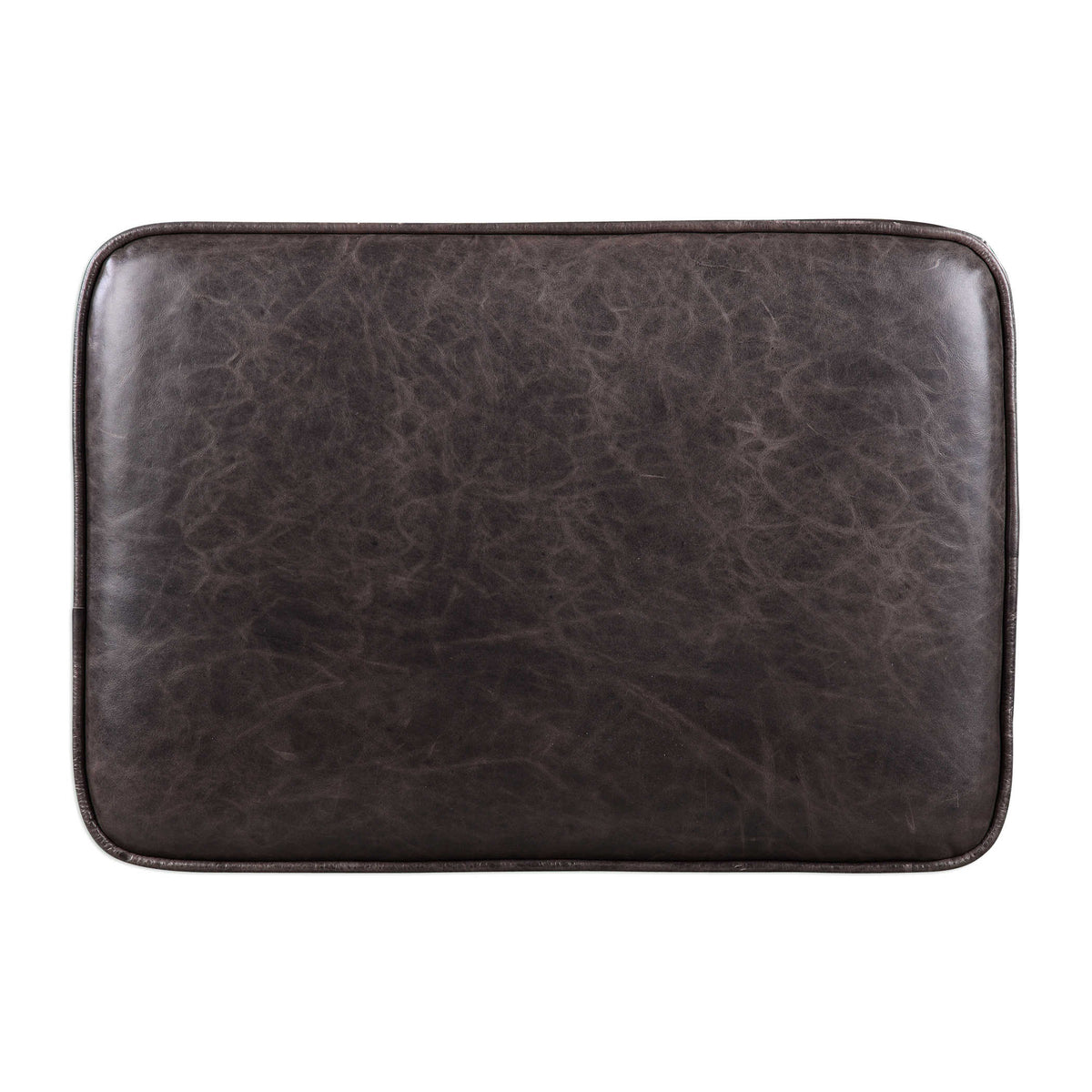 Roosevelt Leather Revtangle Ottoman, Smoke