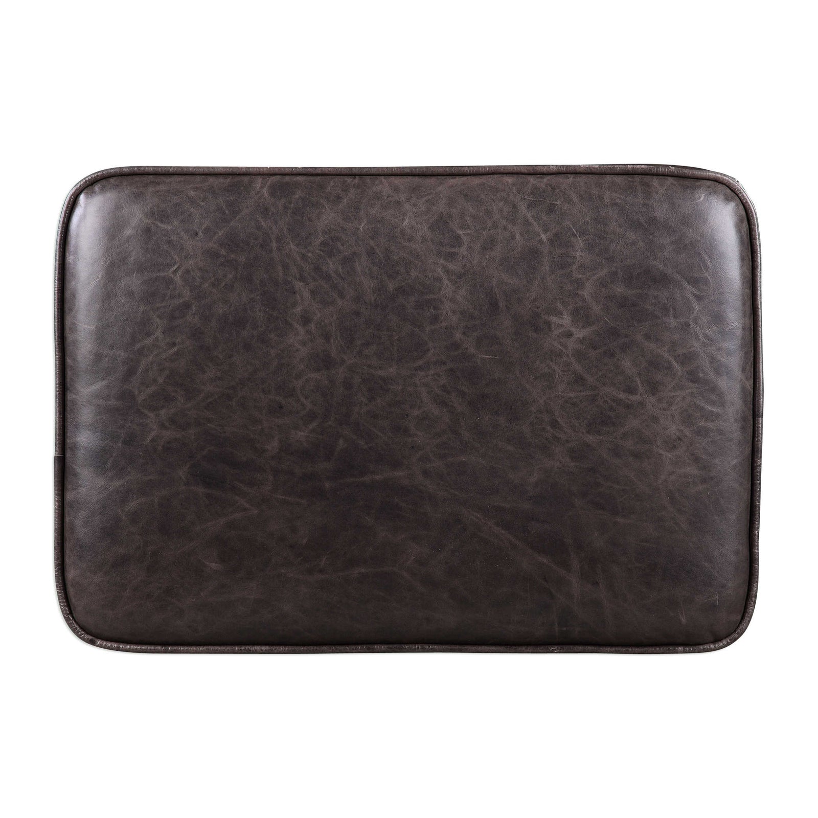 Roosevelt Leather Revtangle Ottoman, Smoke