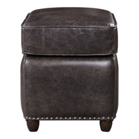 Roosevelt Leather Revtangle Ottoman, Smoke