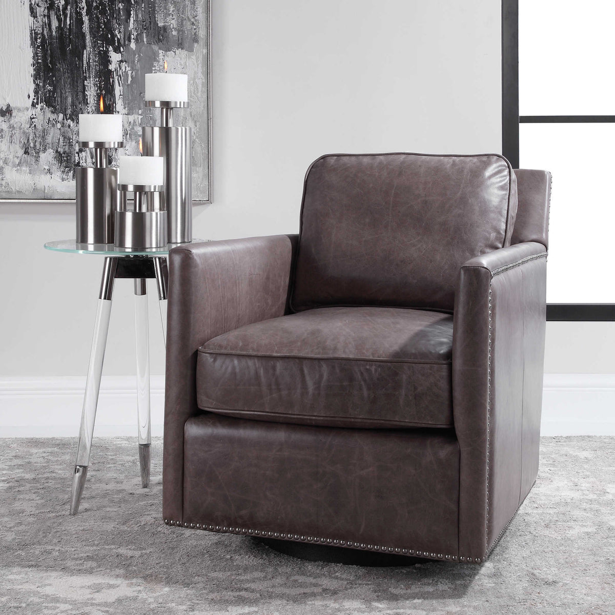 Roosevelt Swivel Chair, Smoke