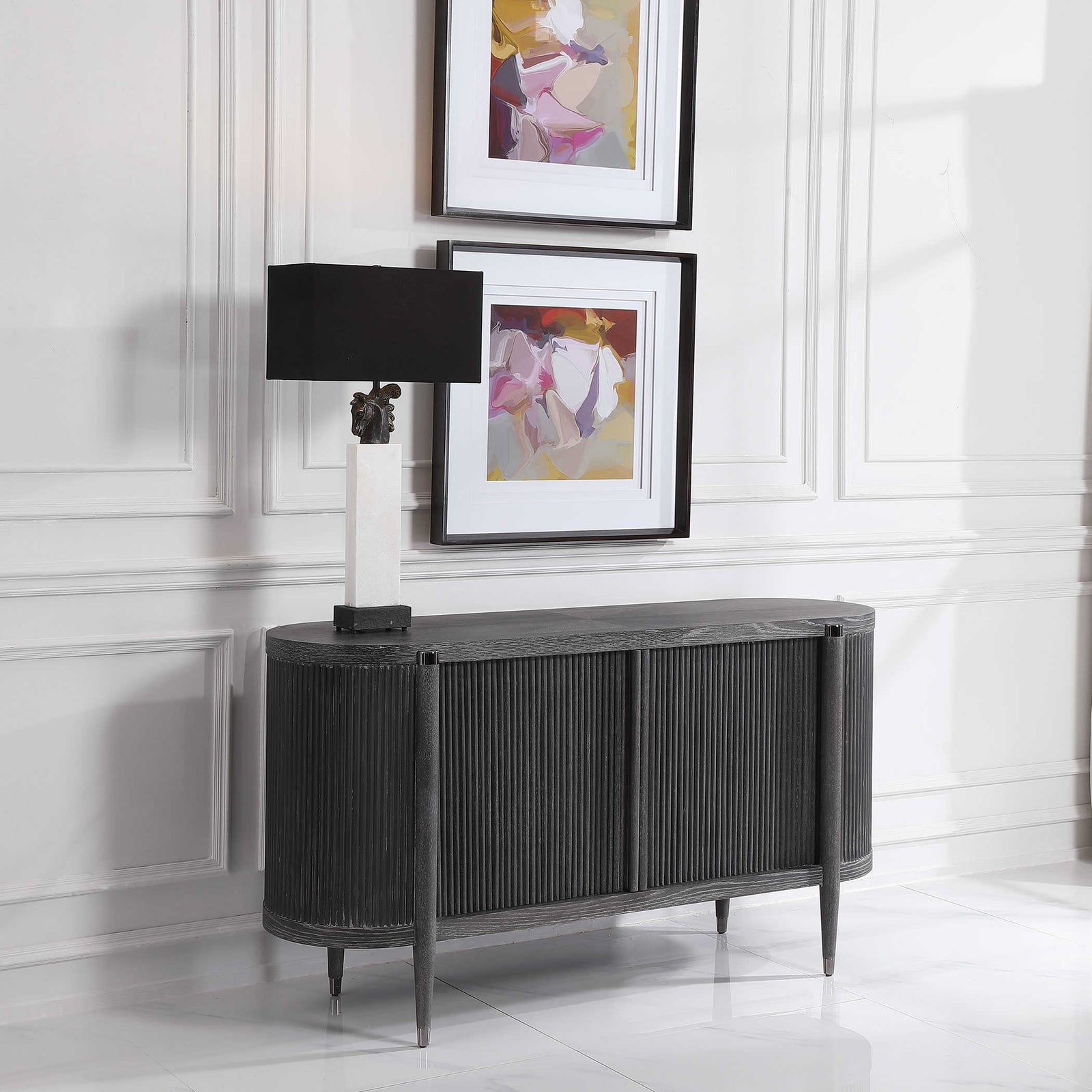 Tambour Cabinet Black Ceruse